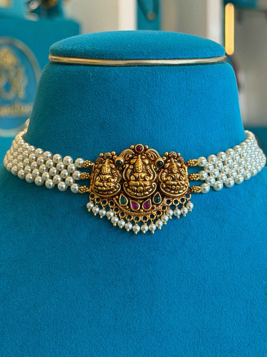 Beads Choker Fancy in 92.5 Silver Gold Polished(6769)