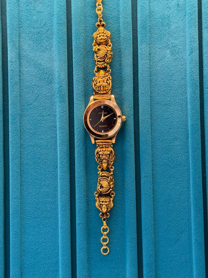 Gold Polished 925 Silver Antique Watch for Women (3732)