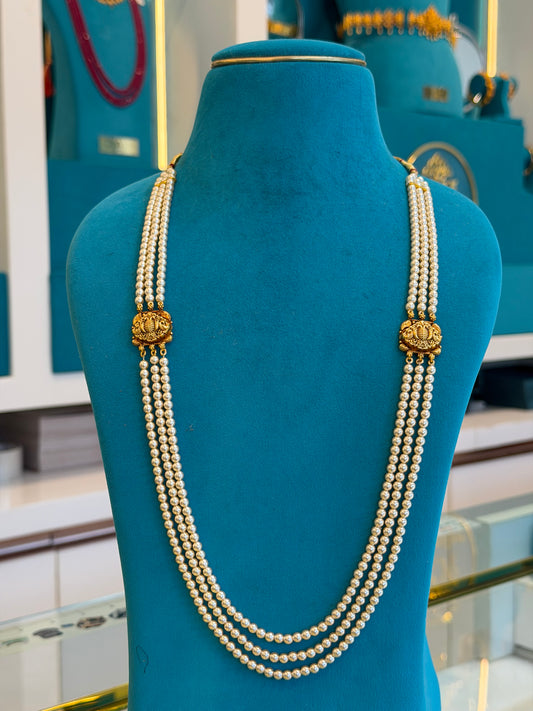 Beads Chain Without Pendant in 92.5 Silver Gold Polished (6741)