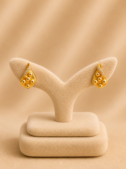 925 Sterling Silver Earrings for Women – Radiant Design, Gold Polished, BIS Hallmarked (1032)
