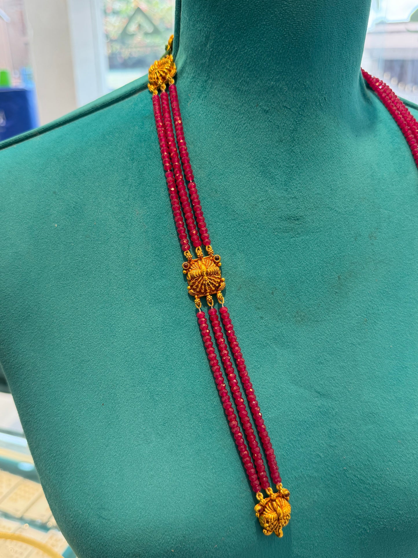 Beads Chain Without Pendant in 92.5 Silver Gold Polished (6751)