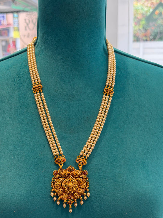 Beads Chain With Pendant in 92.5 Silver Gold Polished (6737)