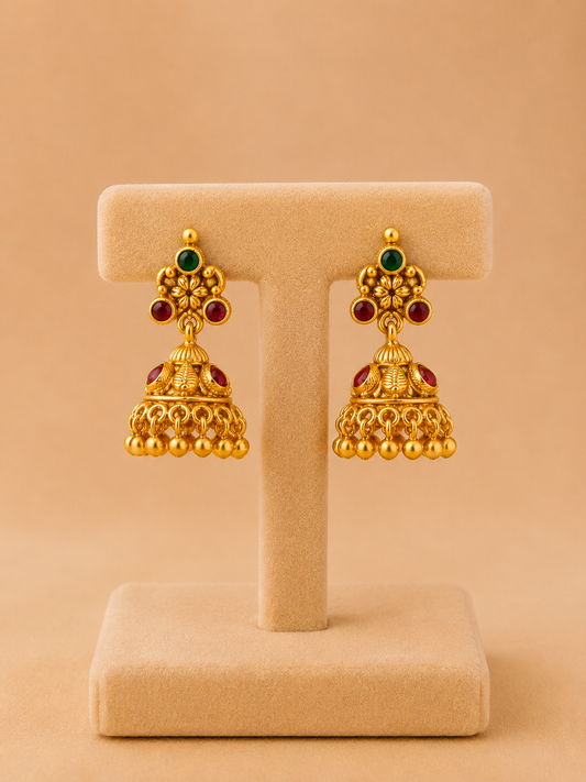 925 Sterling Silver Jhumki Earrings for Women – Delicate Design, Gold Polished, BIS Hallmarked (51242)