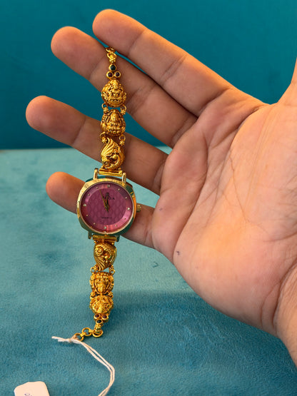 Gold Polished 925 Silver Antique Watch for Women (3742)