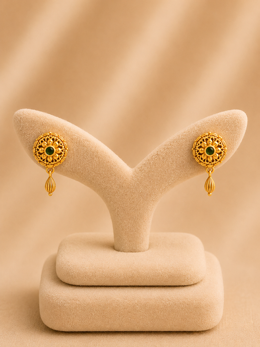 925 Sterling Silver Earrings for Women – Elegant Design, Gold Polished, BIS Hallmarked (1025)