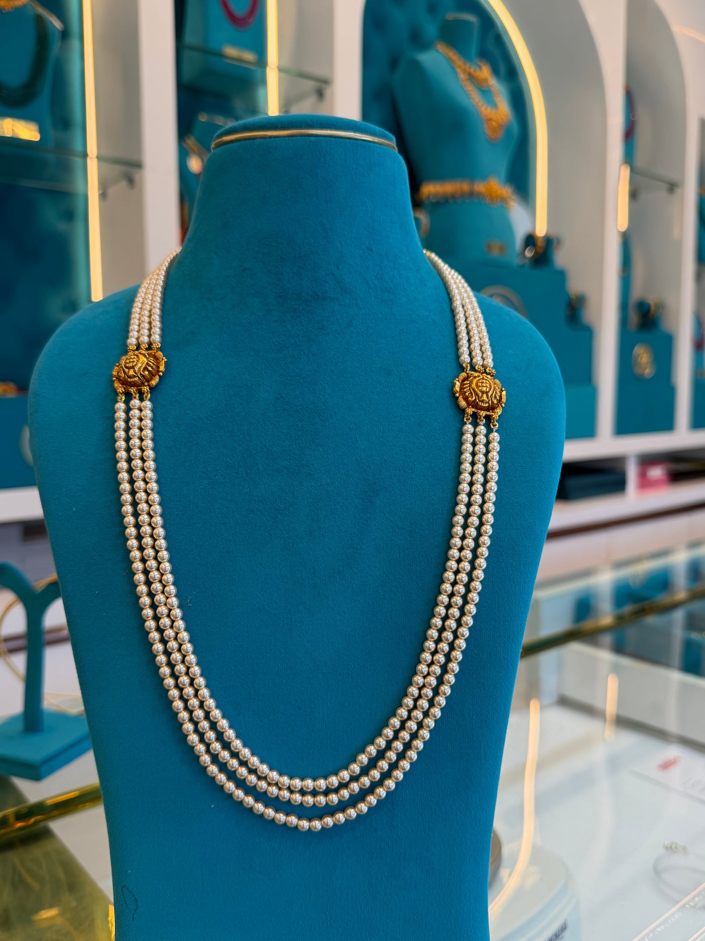 Beads Chain Without Pendant in 92.5 Silver Gold Polished (6742)