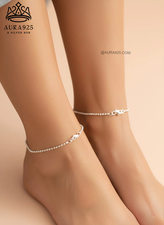 Essential Ball Chain 925 Sterling Silver Anklet Set SLA-5146