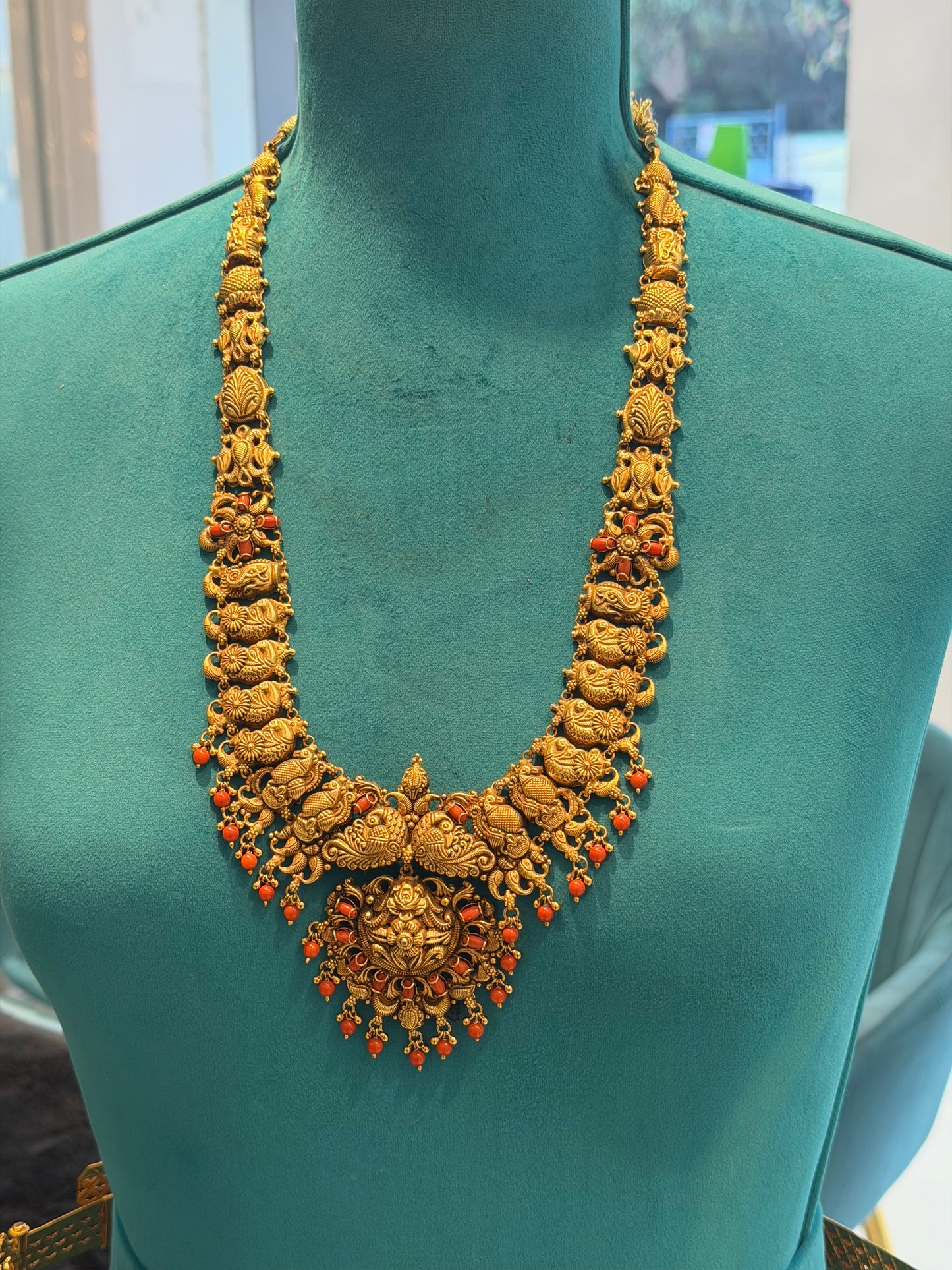 Long Necklace / Haram in 92.5 Silver Gold Polish (7123)