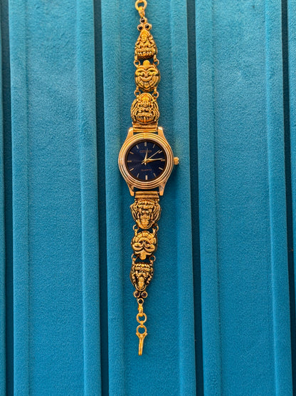 Gold Polished 925 Silver Antique Watch for Women (3736)