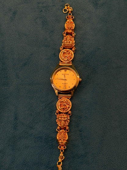 Gold Polished 925 Silver Antique Watch for Women (3737)