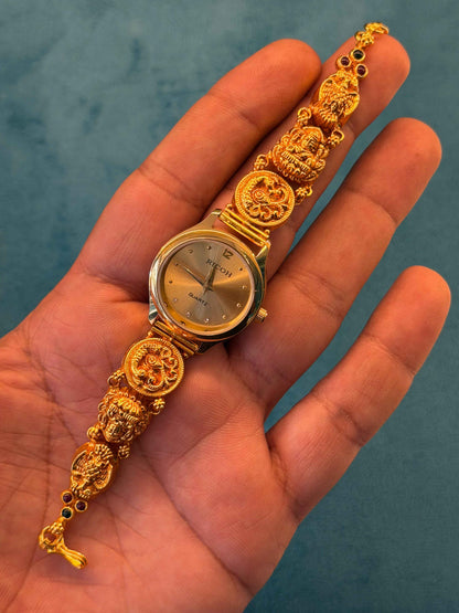 Gold Polished 925 Silver Antique Watch for Women (3737)