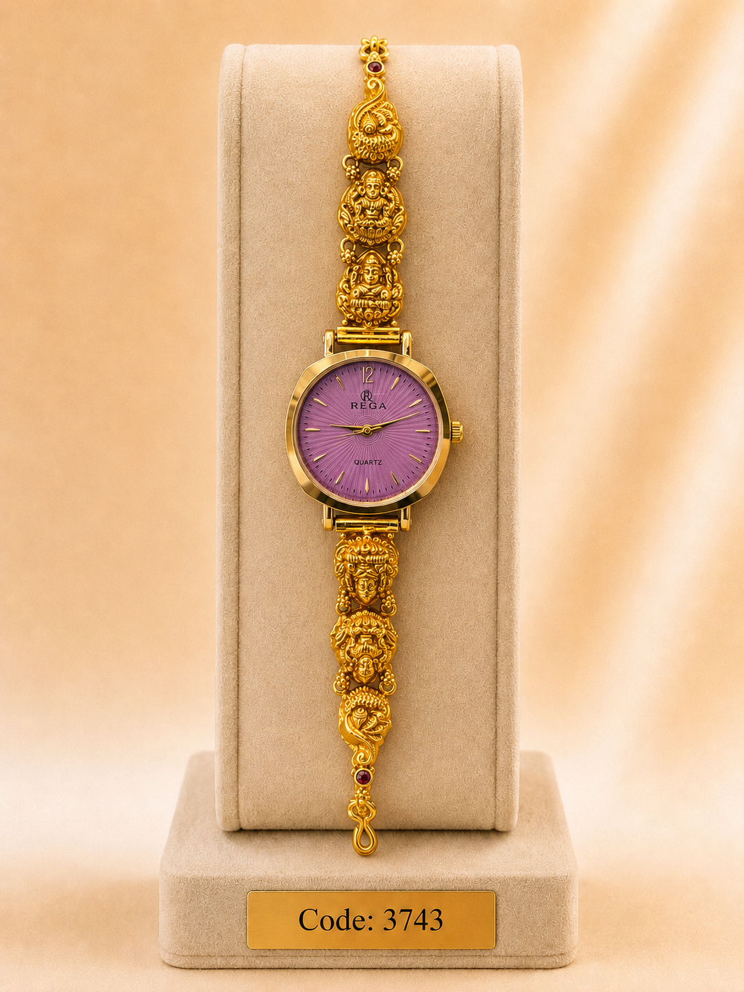 Gold Polished 925 Silver Antique Watch for Women (3744)