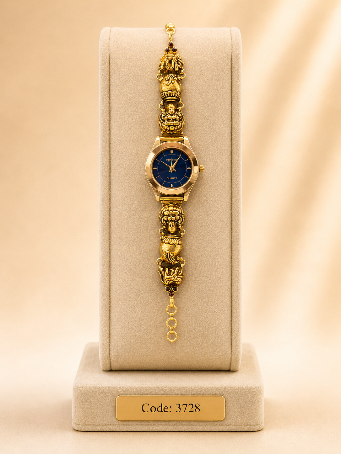 Gold Polished 925 Silver Antique Watch for Women (3728)