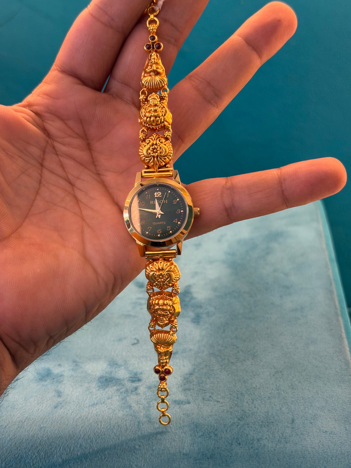 Gold Polished 925 Silver Antique Watch for Women (3738)