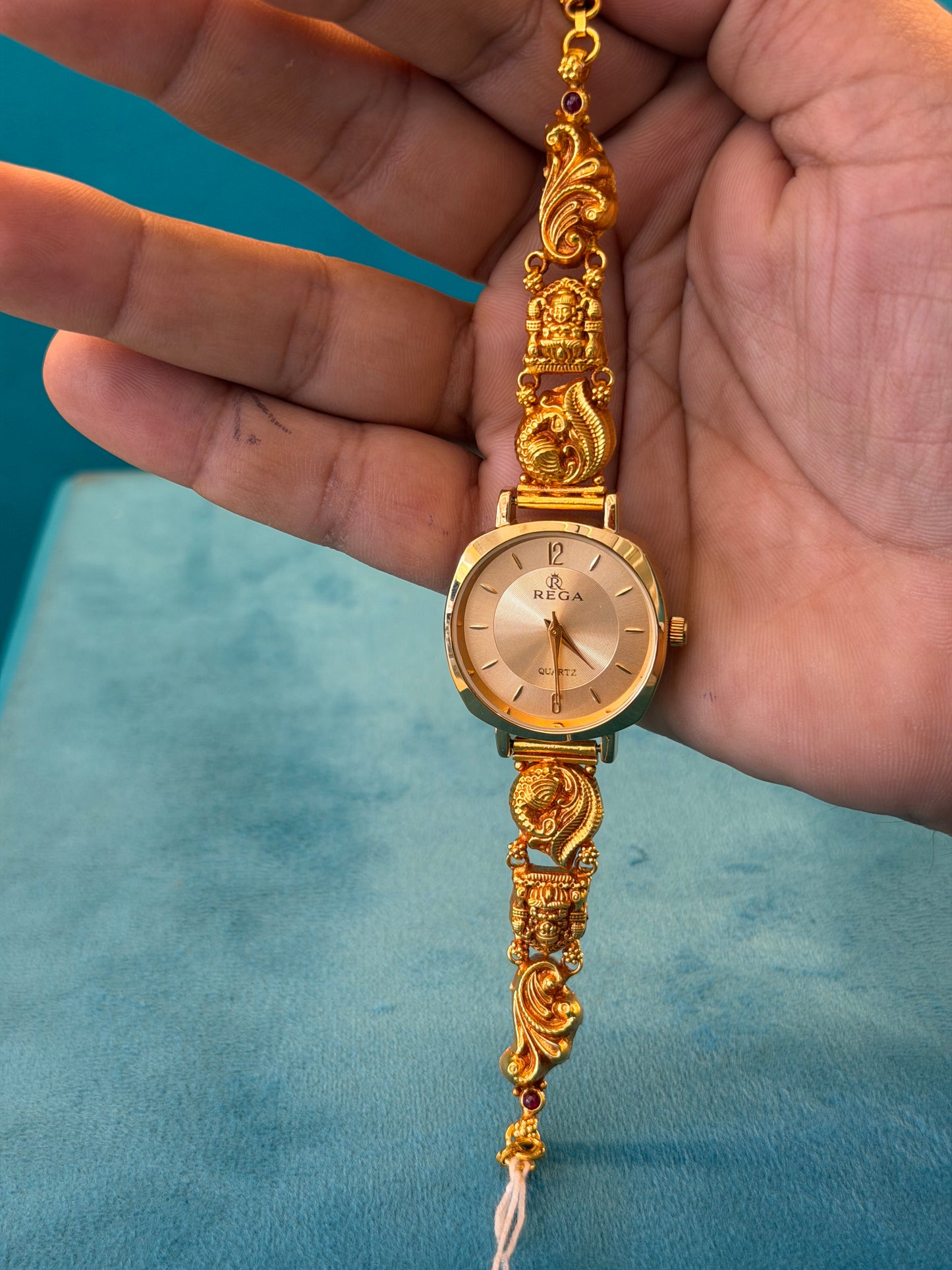 Gold Polished 925 Silver Antique Watch for Women (3741)