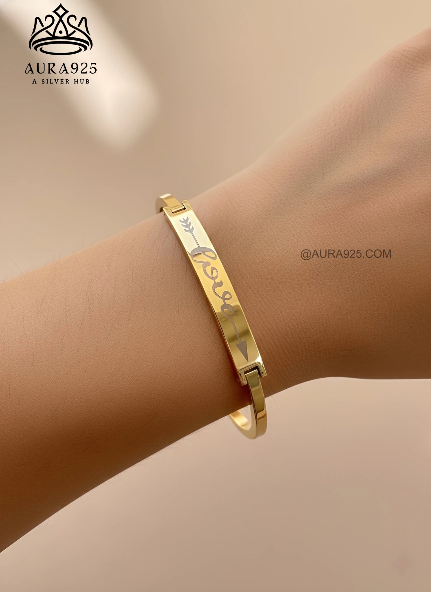 Gold Plated "Love" Inscription ID Bracelet | 925 Sterling Silver SLB-3637