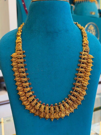 Long Kaas Necklace / Kaas Haram in 92.5 Silver Gold Polish (7134)