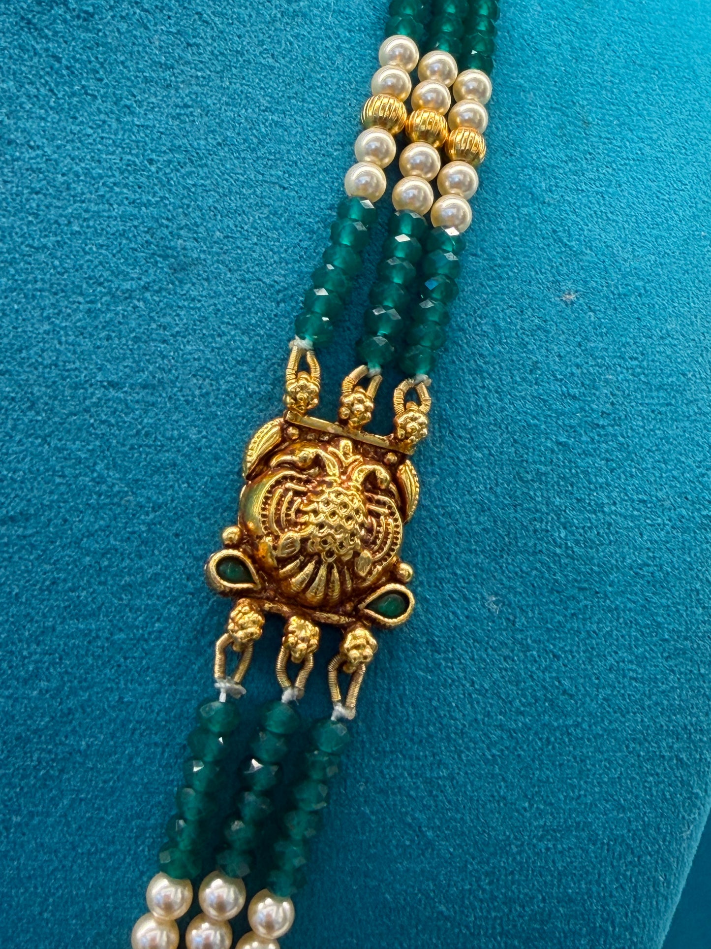Beads Chain With Pendant in 92.5 Silver Gold Polished (6761)