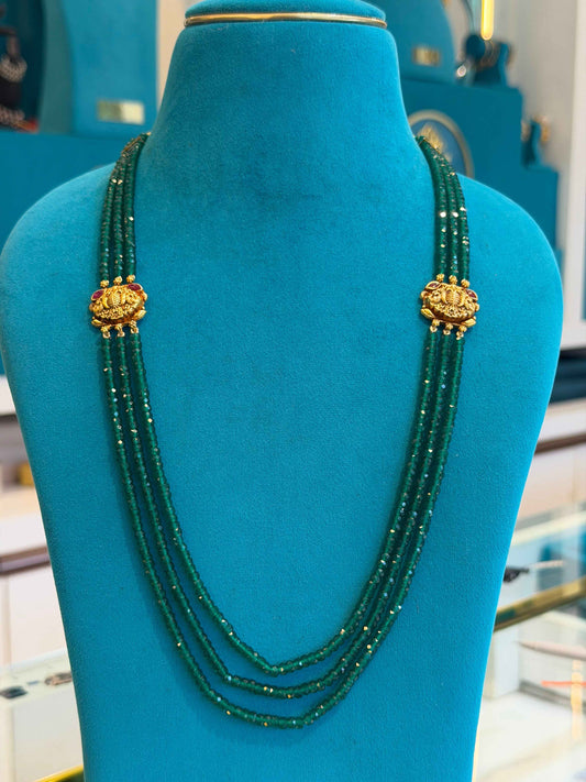 Beads Chain with 2 Mop in 92.5 Silver Gold Polished(6763)