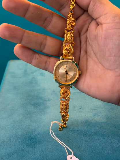 Gold Polished 925 Silver Antique Watch for Women (3741)