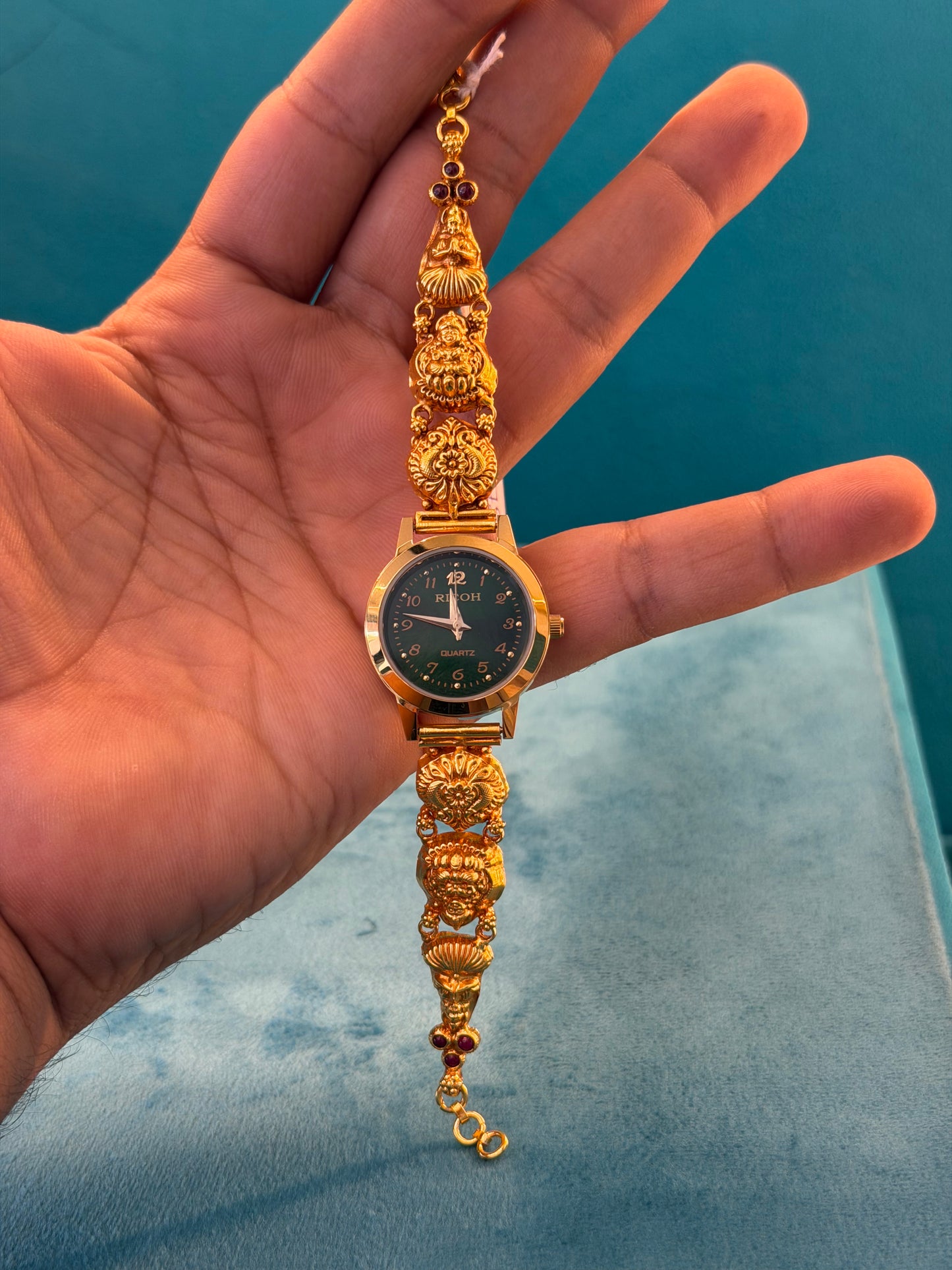 Gold Polished 925 Silver Antique Watch for Women (3738)