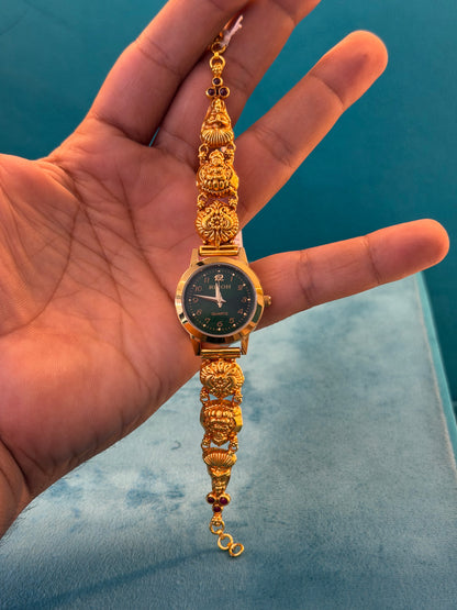 Gold Polished 925 Silver Antique Watch for Women (3738)