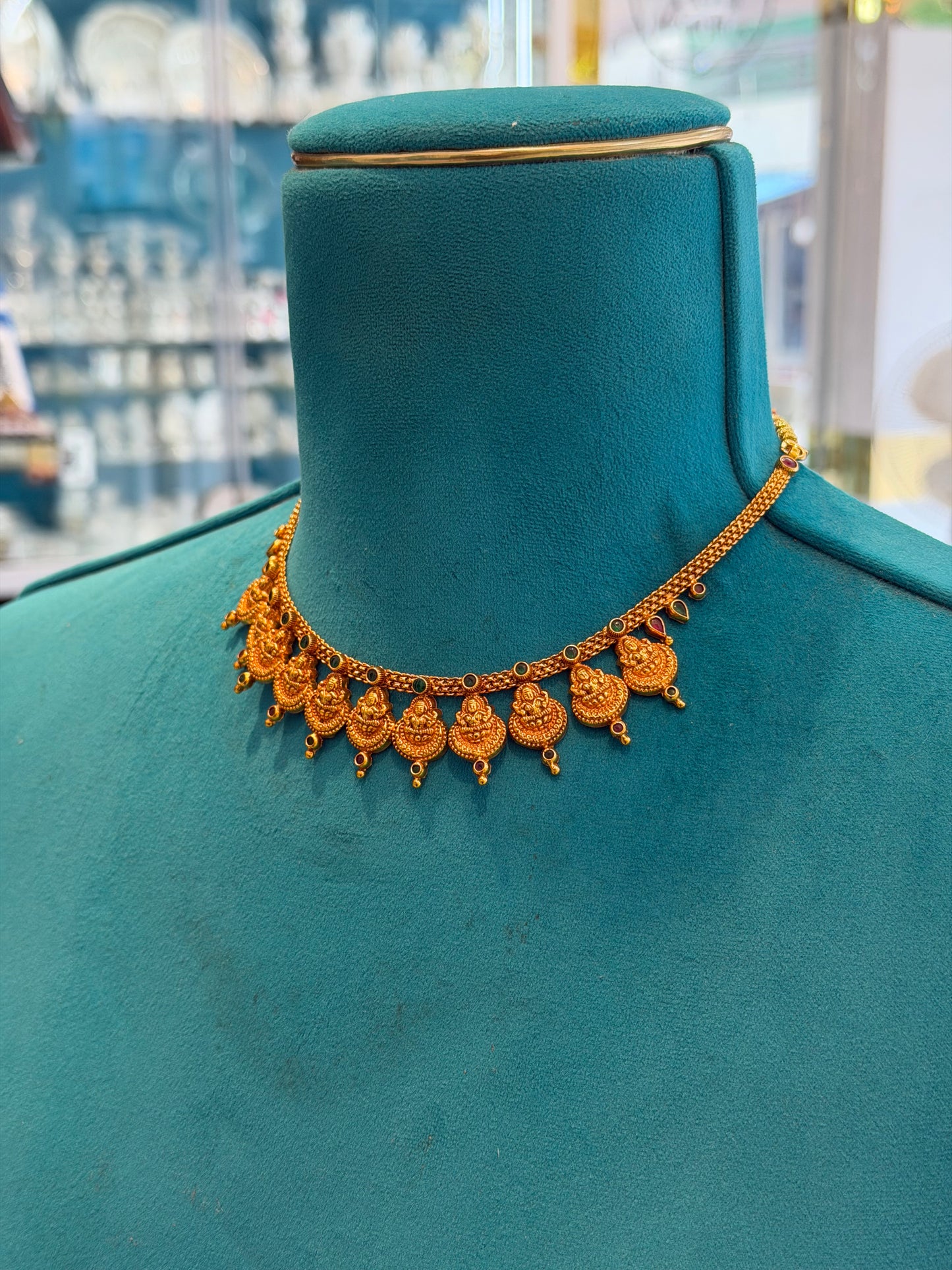 Short Necklace 92.5 Silver Gold Polish (9784)