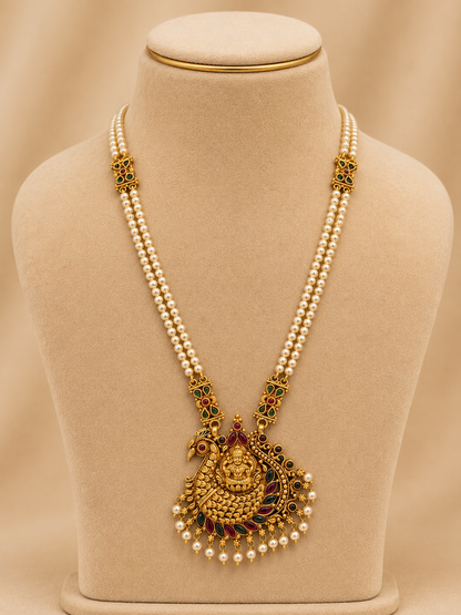 Beads Chain With Pendant in 92.5 Silver Gold Polished (6759)