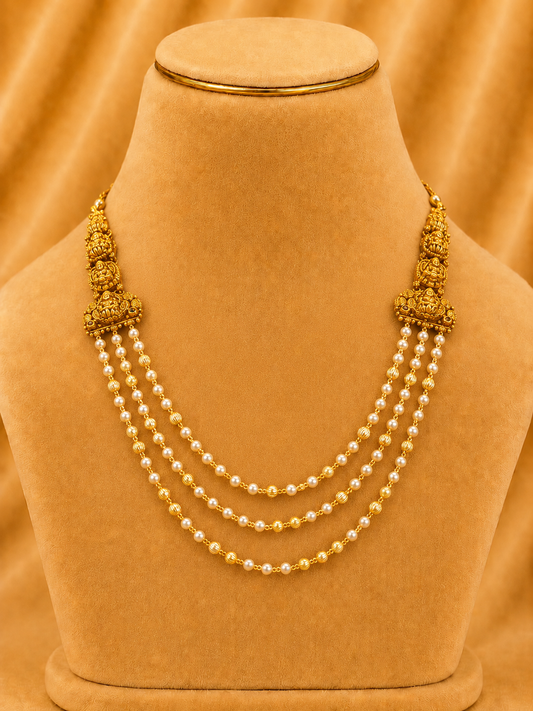 925 Sterling Silver Beads Chain Fancy for Women – Vintage-Inspired Design, Gold Polished, BIS Hallmarked (6774)