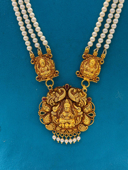 Beads Chain With Pendant in 92.5 Silver Gold Polished (6756)