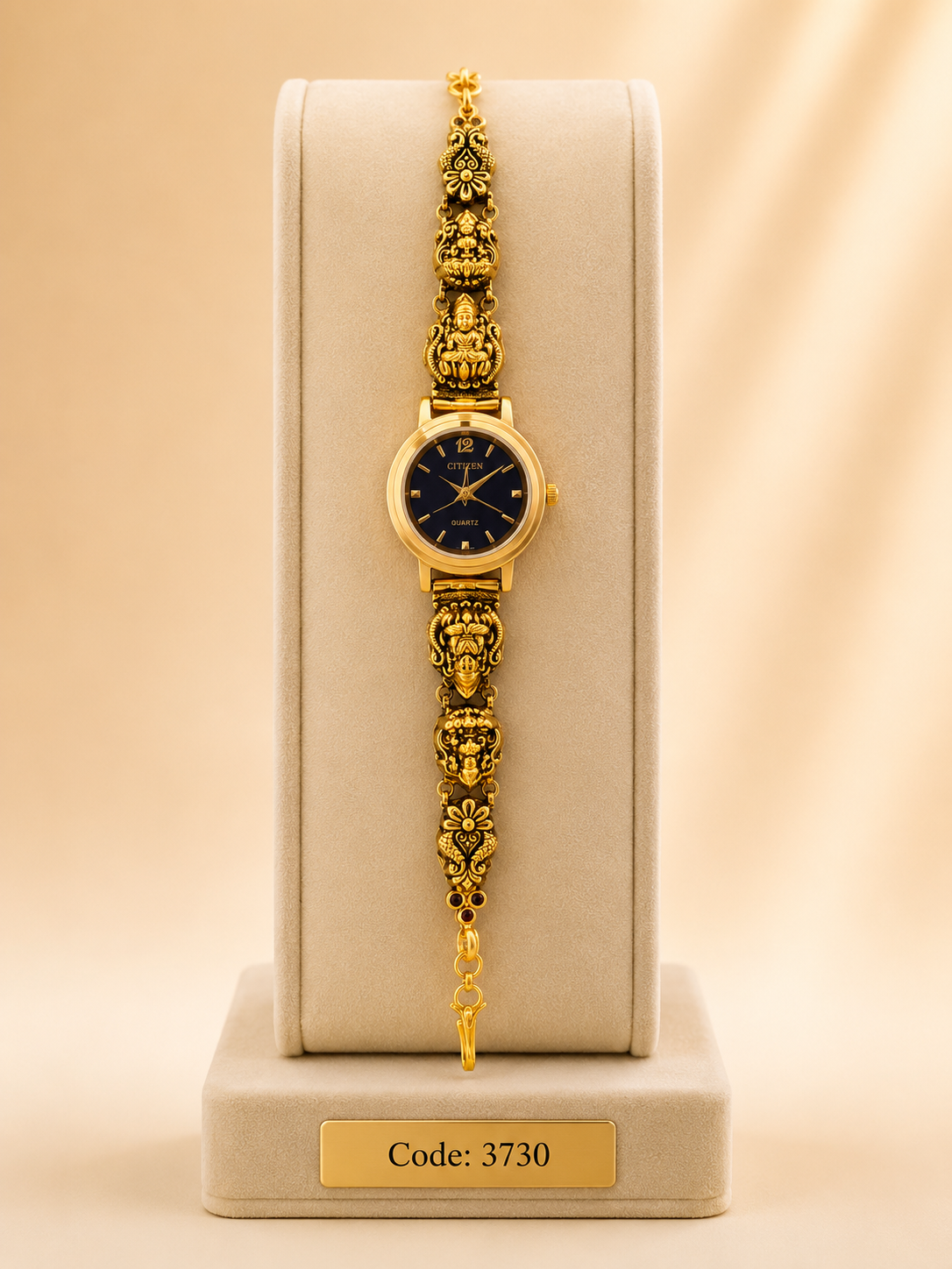 Gold Polished 925 Silver Antique Watch for Women (3730)