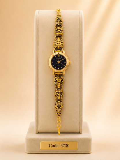 Gold Polished 925 Silver Antique Watch for Women (3730)
