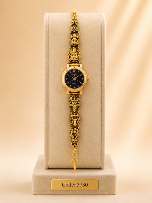 Gold Polished 925 Silver Antique Watch for Women (3730)