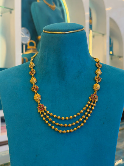 Beads Chain Fancy in 92.5 Silver Gold Polished(6777)