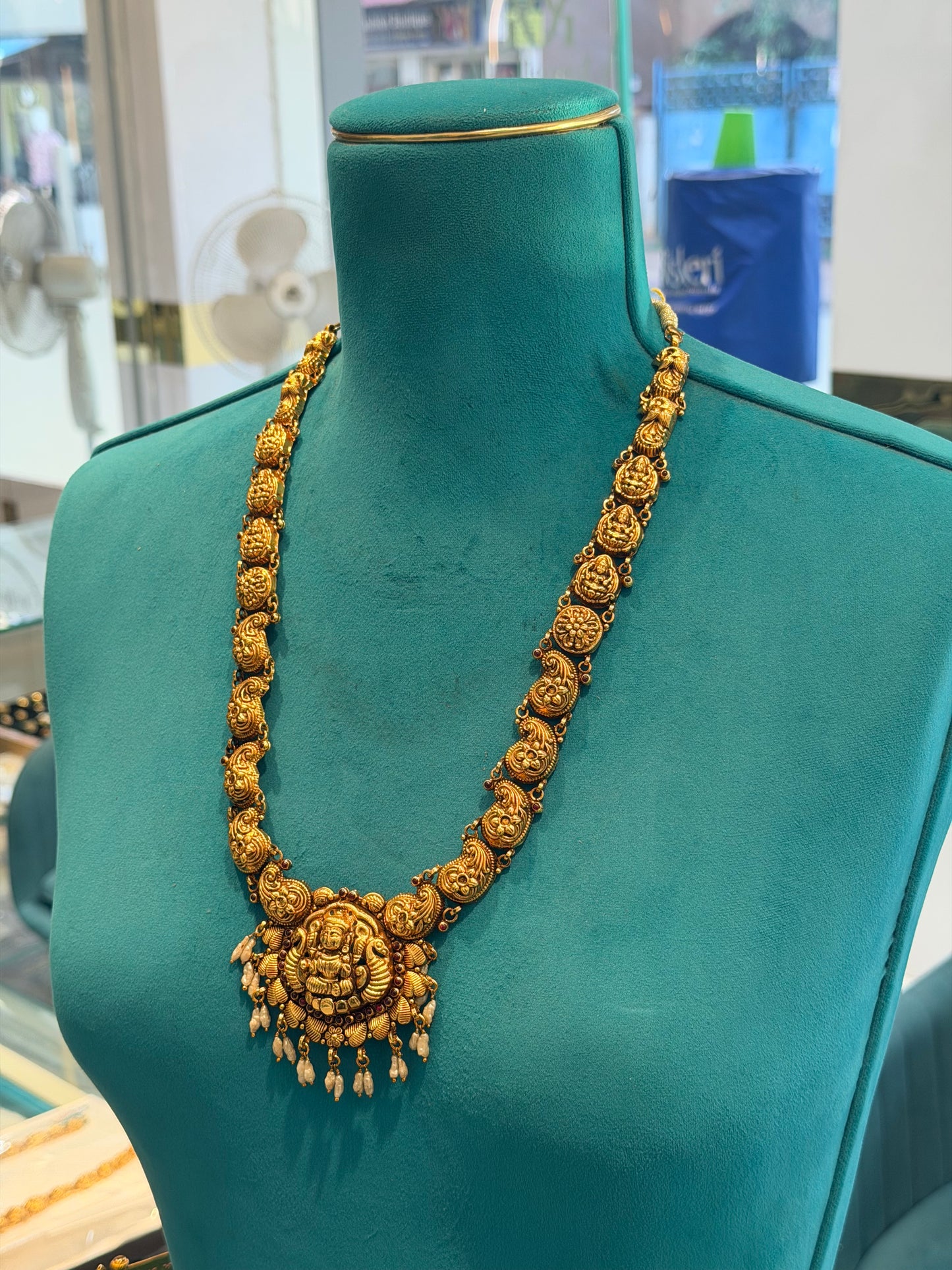 Long Necklace / Haram in 92.5 Silver Gold Polish (7126)