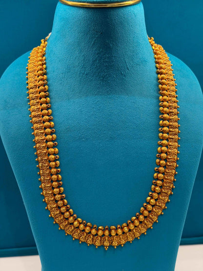 Long Kaas Necklace / Kaas Haram in 92.5 Silver Gold Polish (7128)