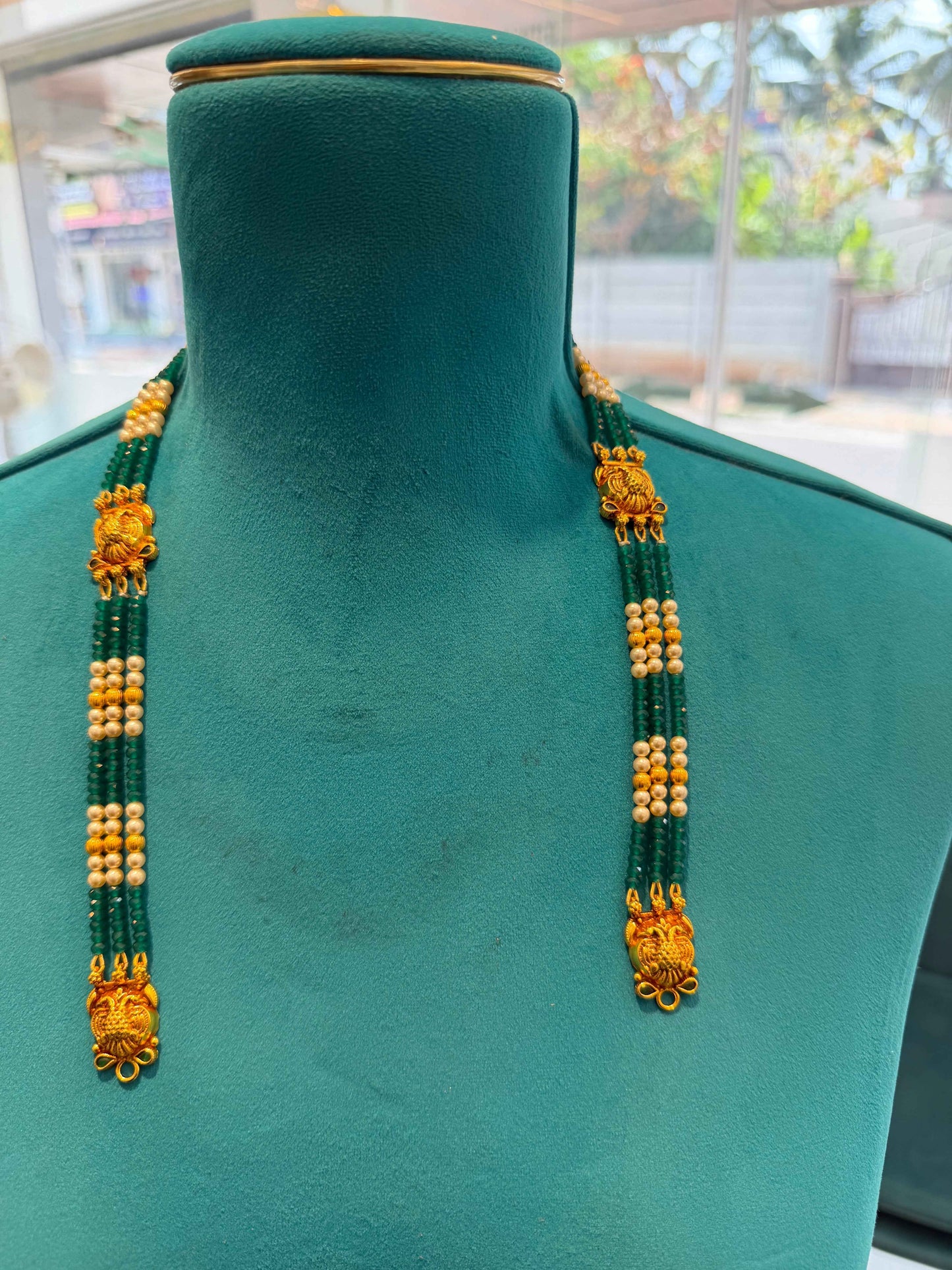 Beads Chain Without Pendant in 92.5 Silver Gold Polished (6739)