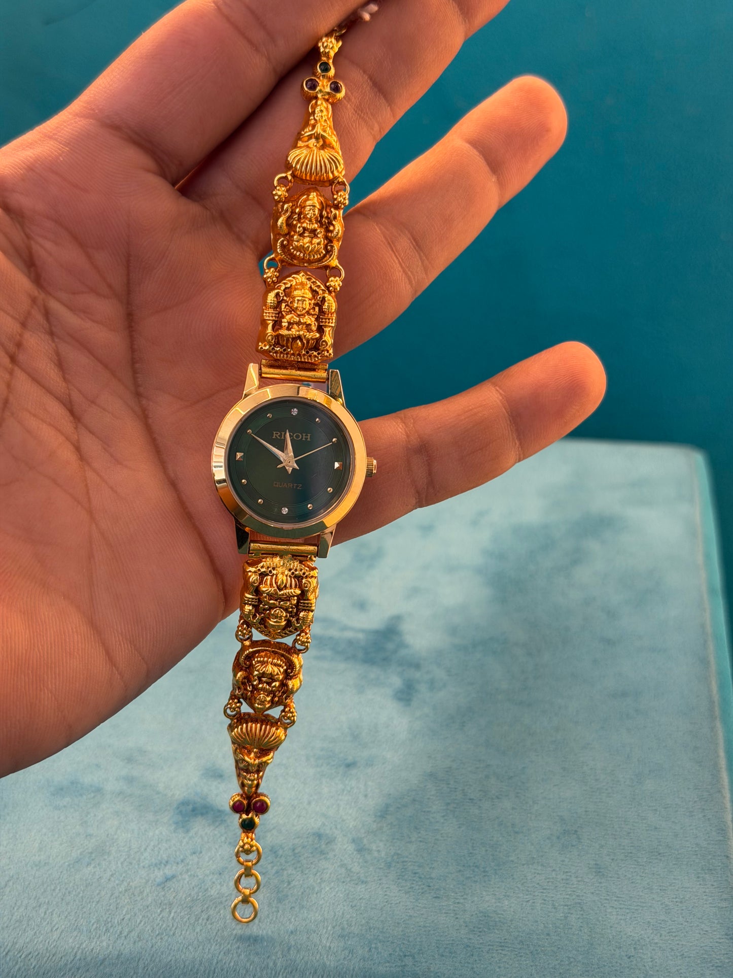Gold Polished 925 Silver Antique Watch for Women (3739)