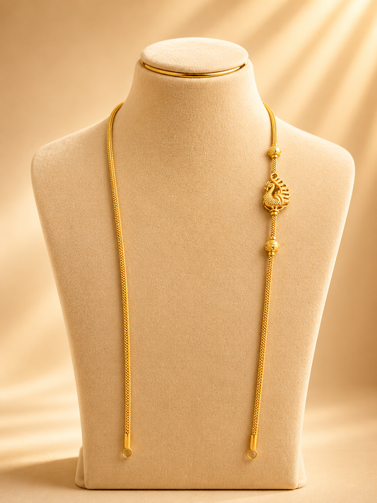 925 Sterling Silver MOP Mangalsutra Chain for Women – Delicate Design, Gold Polished, BIS Hallmarked (4566)