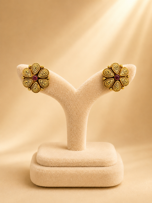 925 Sterling Silver Earrings for Women – Elaborate Design, Gold Polished, BIS Hallmarked (1038)
