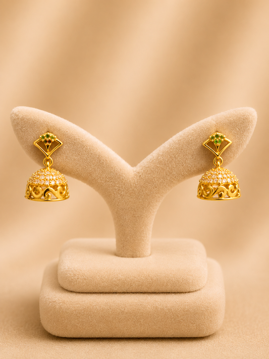 925 Sterling Silver Earrings for Women – Bridal Design, Gold Polished, BIS Hallmarked (1029)