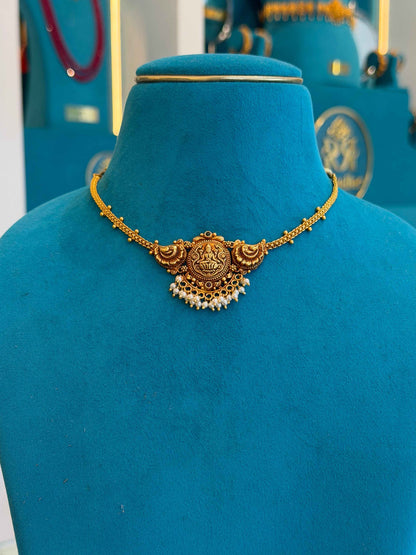 Short Necklace 92.5 Silver Gold Polish (9788)