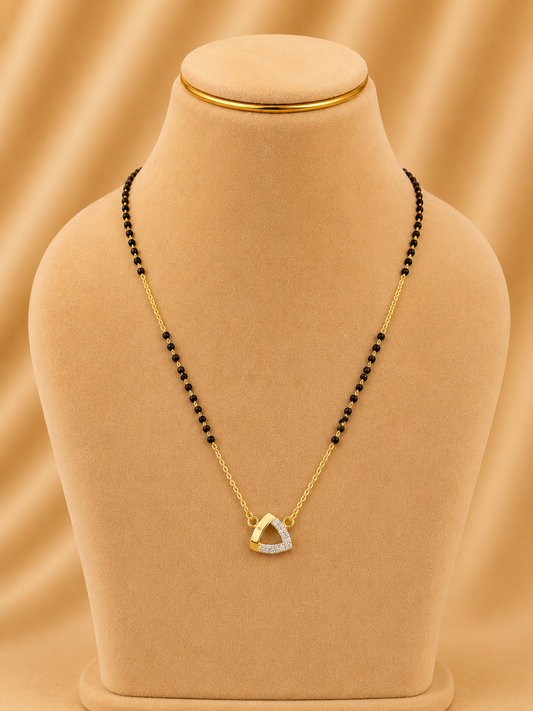 925 Sterling Silver Mangalsutra Fancy Chain for Women – Ethnic Design, Gold Polished, BIS Hallmarked (4579)