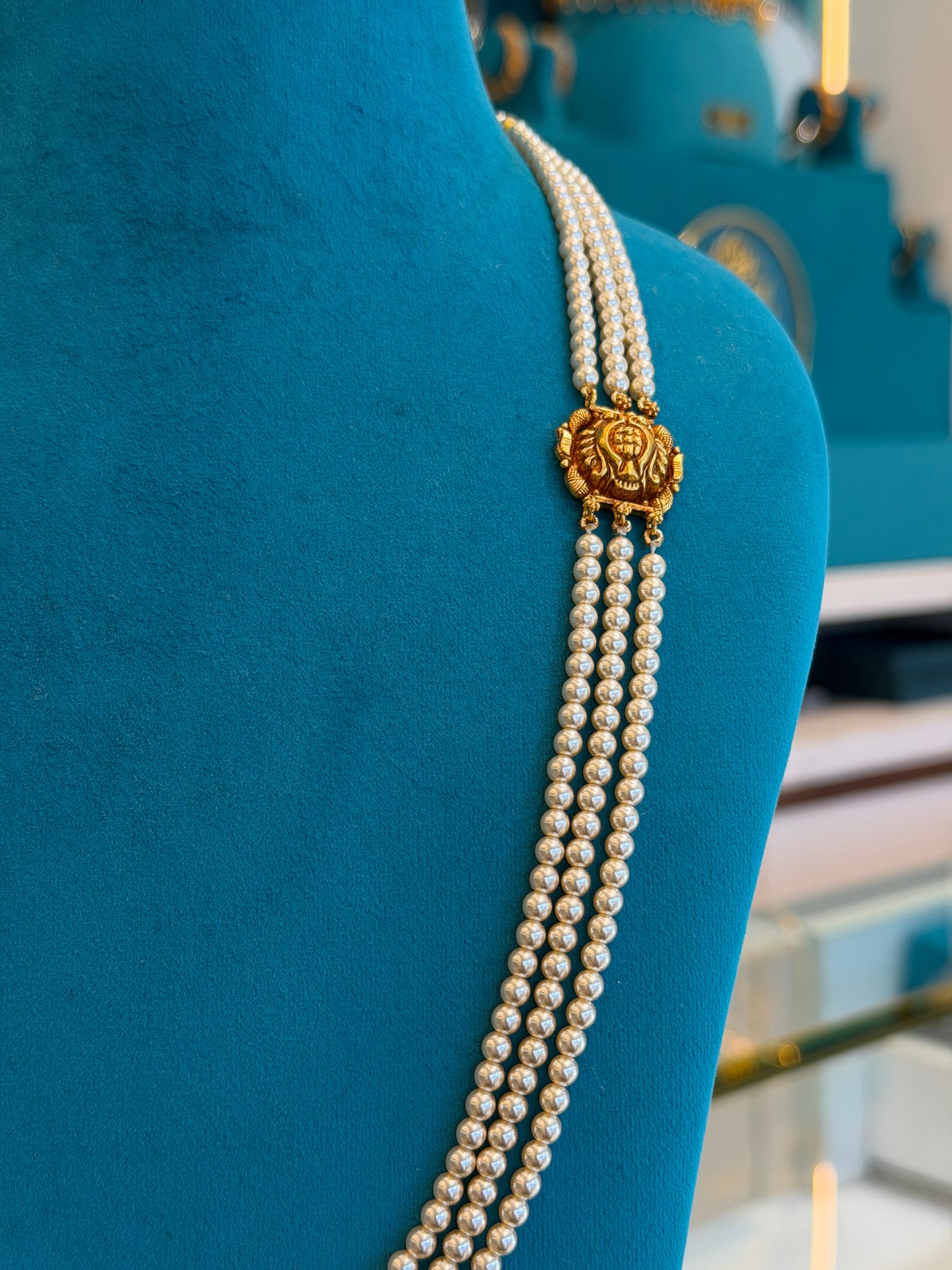 Beads Chain Without Pendant in 92.5 Silver Gold Polished (6742)