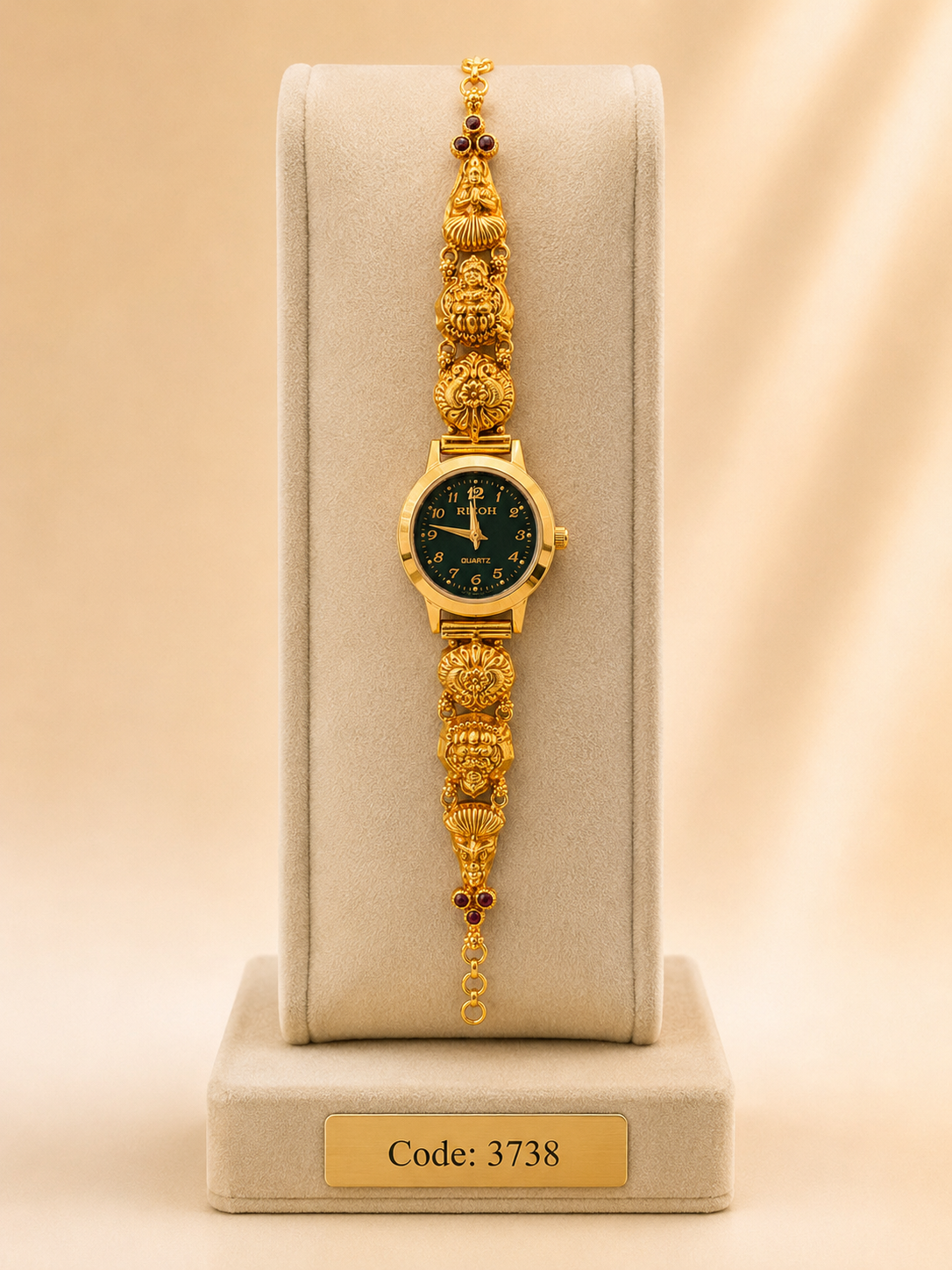 Gold Polished 925 Silver Antique Watch for Women (3738)