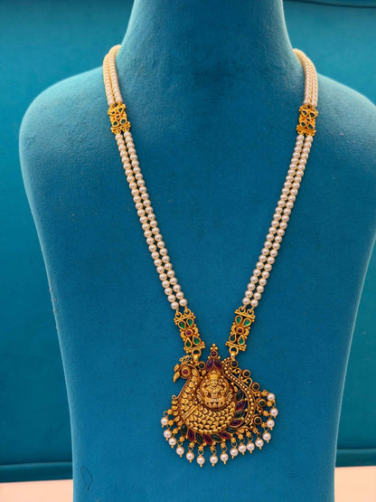 Beads Chain With Pendant in 92.5 Silver Gold Polished (6759)