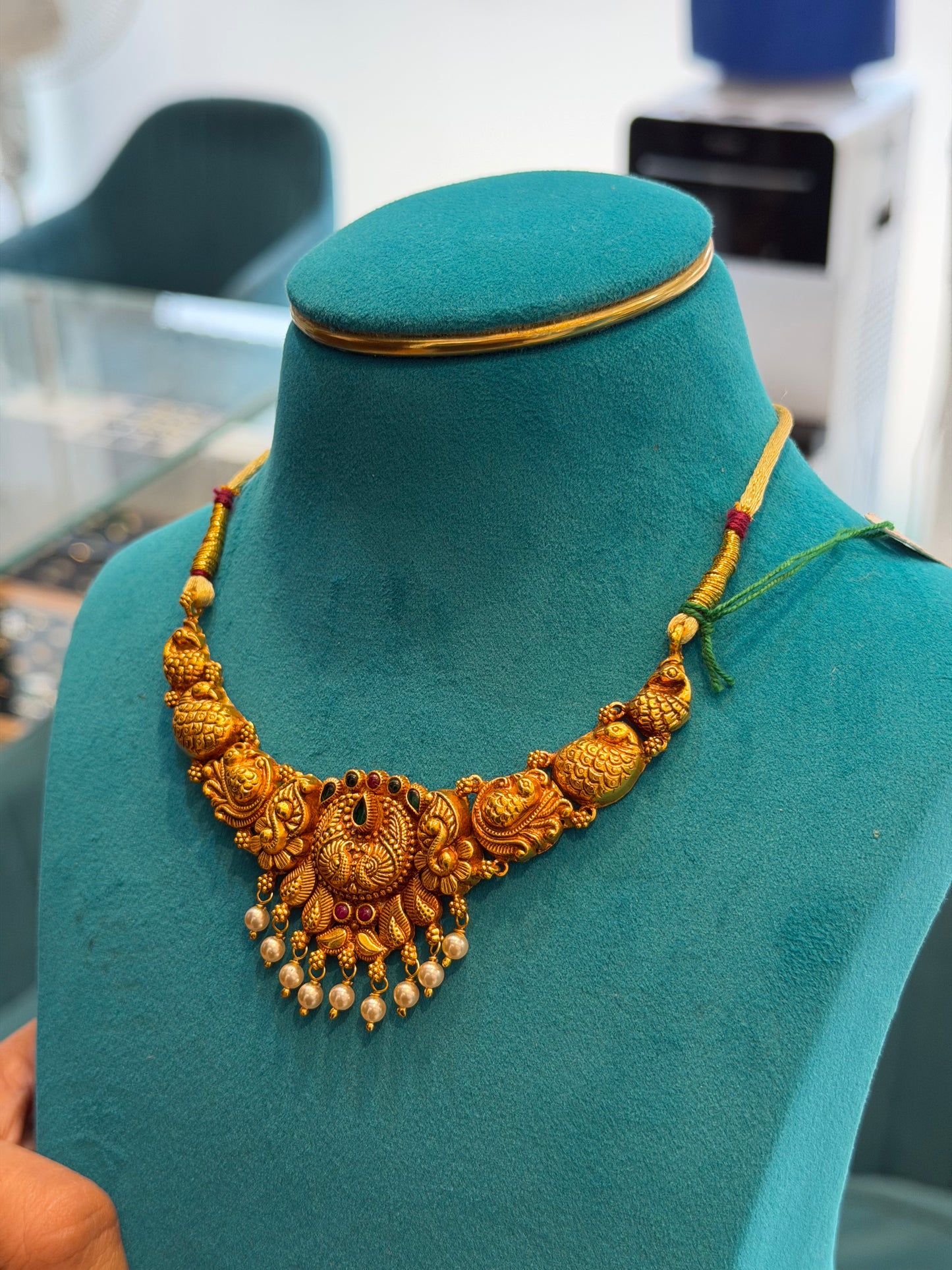 Short Necklace 92.5 Silver Gold Polish (9774)