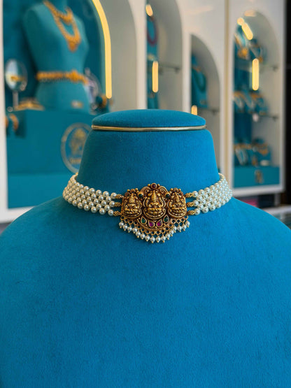 Beads Choker Fancy in 92.5 Silver Gold Polished(6769)