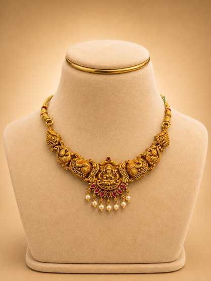 Short Necklace 92.5 Silver Gold Polish (9770)