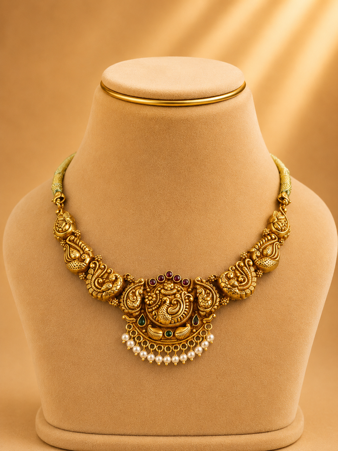 925 Sterling Silver Short Necklace for Women – Opulent Design, Gold Polished, BIS Hallmarked (9797)